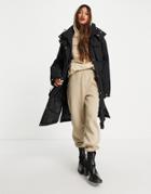 Asos Edition Utility Parka Coat With Pocket Detail In Black