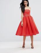 Forever Unique Strapless Midi Skater Dress - Red