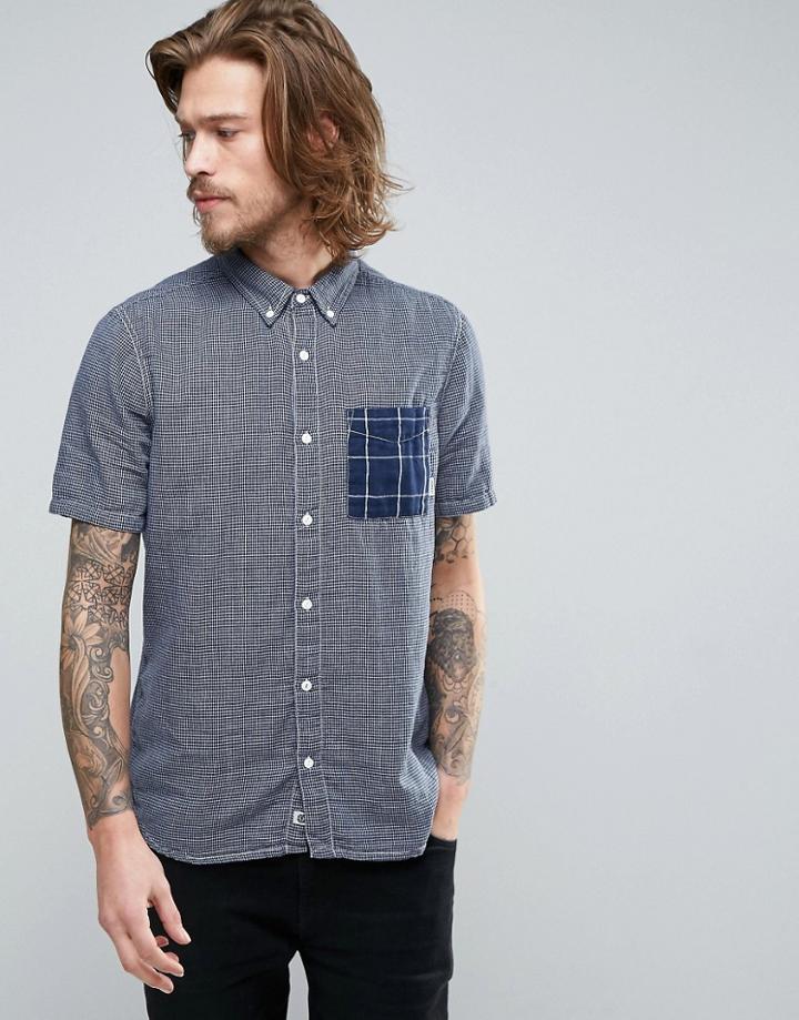 Element Dale Short Sleeve Shirt Gingham Check Buttondown In Blue - Blue