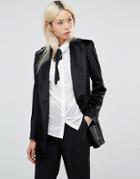 Helene Berman Longline Blazer In Textured Black - Black
