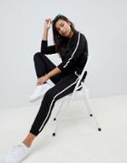 Asos Design Tracksuit Cute Sweat / Basic Jogger With Tie With Contrast Binding-black