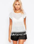 B.young T-shirt With Tassel Trim - Off White