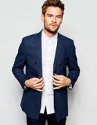 Selected Homme Double Breasted Blazer In Skinny Fit - Navy