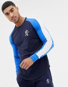Gym King Muscle Long Sleeve T-shirt In Navy - Navy