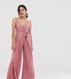 Miss Selfridge Wrap Jumpsuit In Pink - Pink