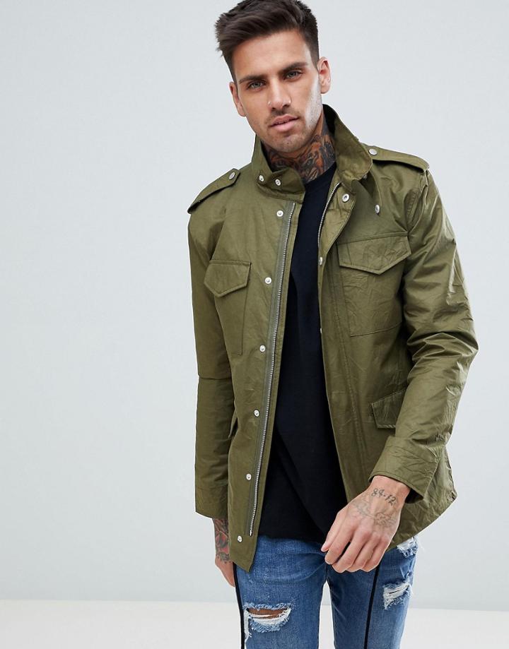 Just Junkies 4 Pocket Military Jacket - Green
