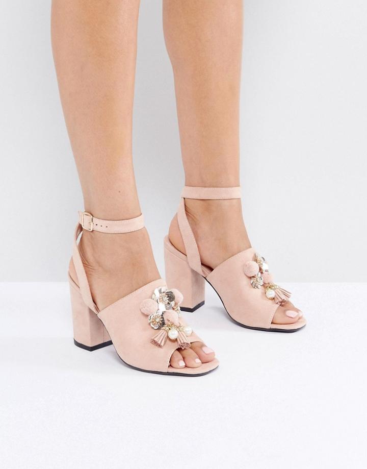 Park Lane Embellished Heel Sandal - Beige