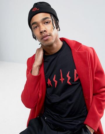 Wasted Paris Loveless Rose Beanie In Black - Black