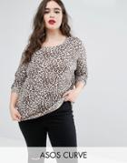 Asos Curve Soft Sweater In Leopard Print - Multi
