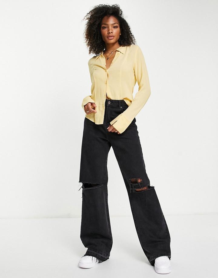 Monki Fitted Shirt In Yellow