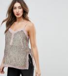 Asos Maternity Tall Sequin Cami Top With Sheer Insert - Copper