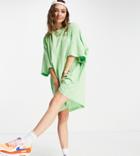 Weekday Huge Exclusive Organic Cotton T-shirt Dress In Green