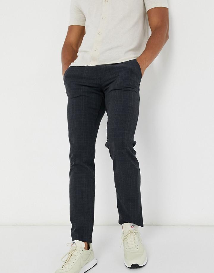 Selected Homme Slim Fit Pants In Navy Check