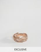 Icon Brand Feather Ring In Rose Gold - Gold
