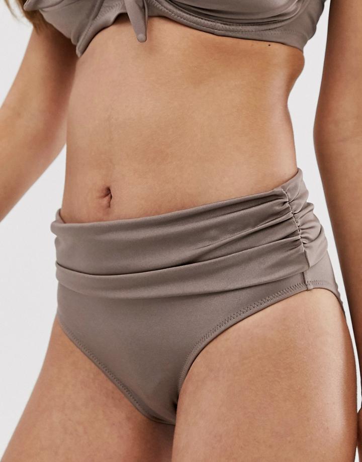Pour Moi Fold Over Bikini Bottom In Pewter-gold