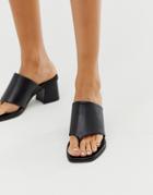 Asos Design Hold Up Premium Leather Block Heeled Sandals In Black - Black
