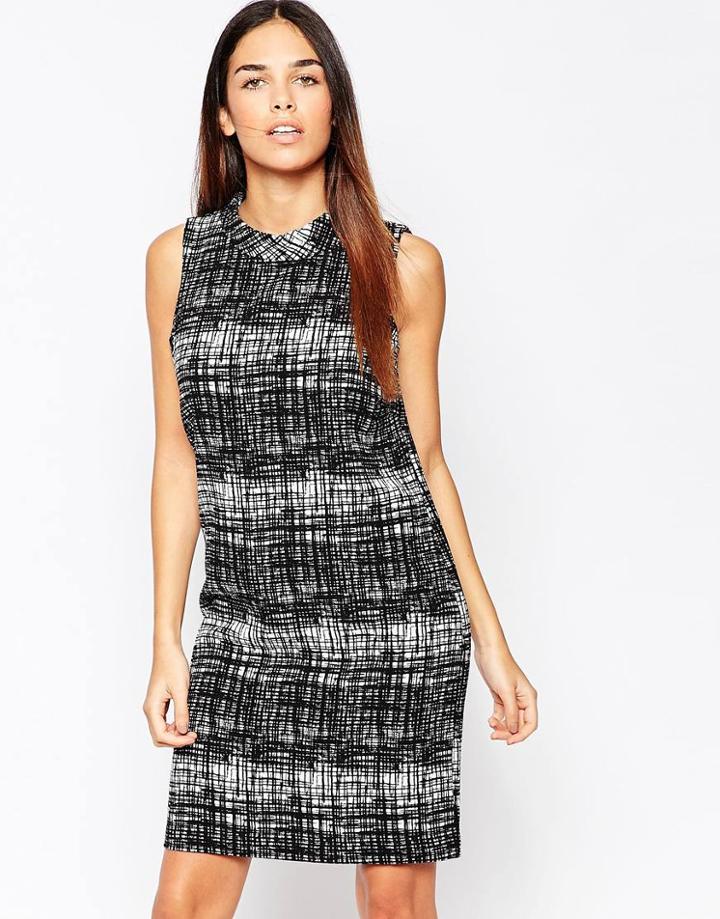 B.young Sleeveless Graphic Shift Dress - Off White