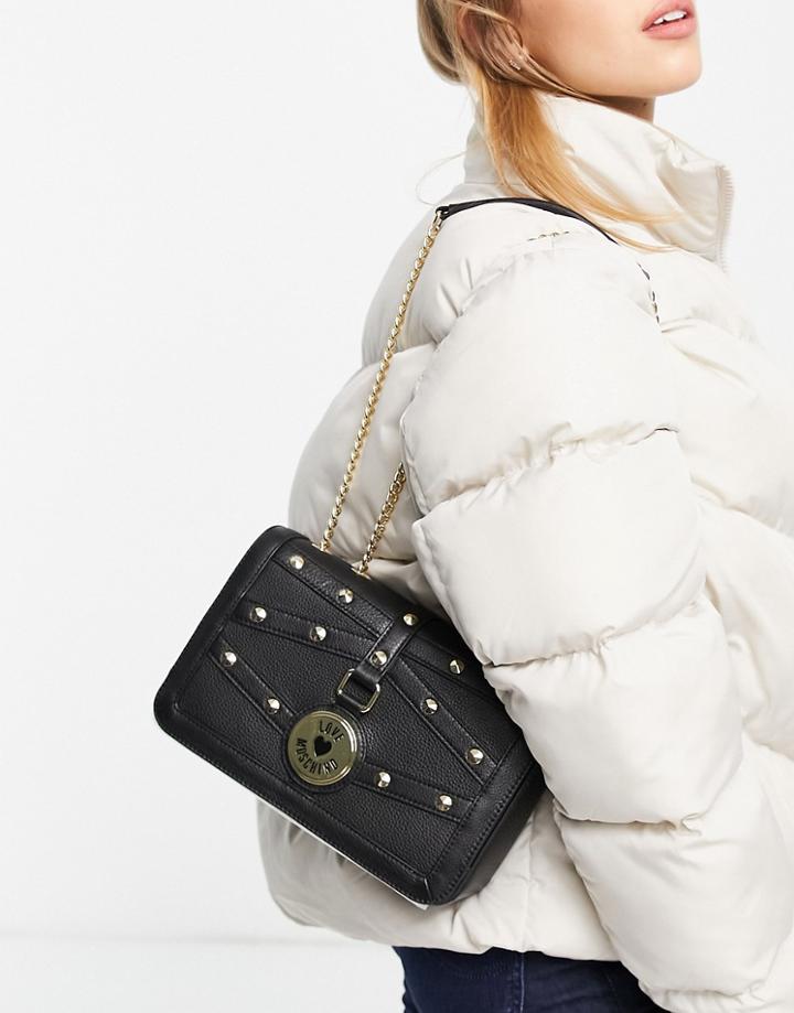 Love Moschino Stud Detail Shoulder Bag In Black
