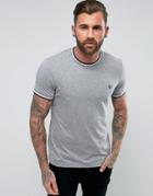 Fred Perry Slim Fit Crew Neck Twin Tipped T-shirt Gray - Gray