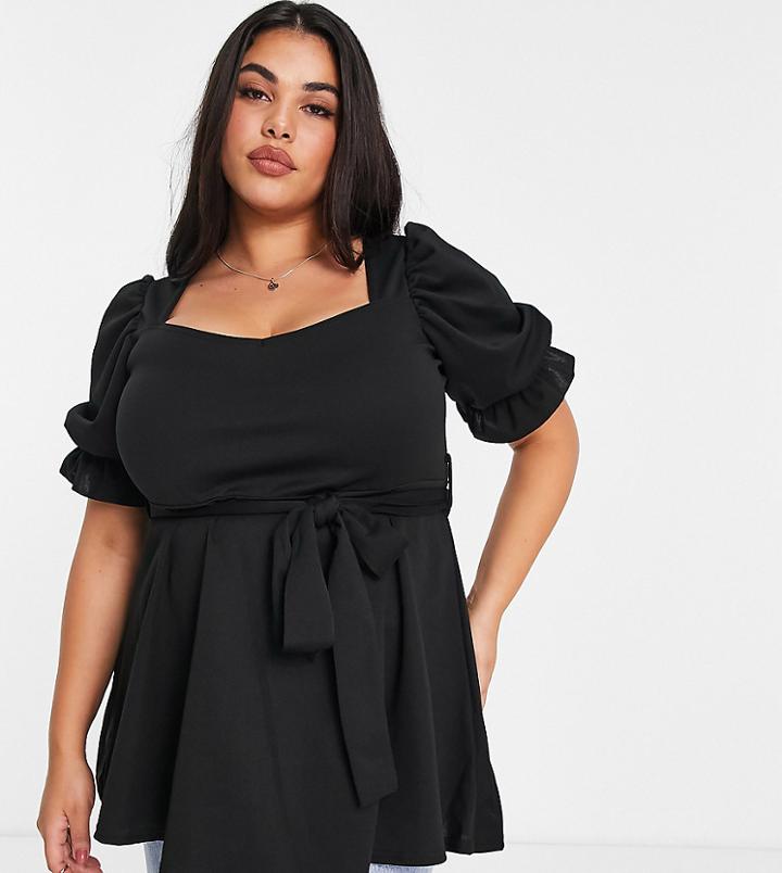 Yours Sweetheart Peplum Top In Black