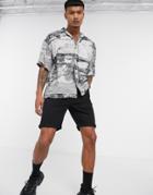 Pull & Bear Water Color Printed Shirt In Beige-neutral