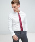 Asos Design Skinny White Shirt And Burgundy Tie Save - White