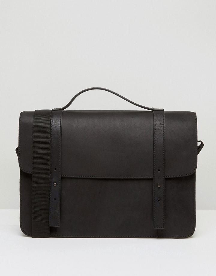 Asos Satchel In Black Leather - Black