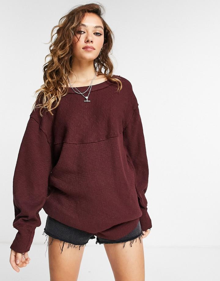 Free People Volume Sleeve Sweatshirt In Brown