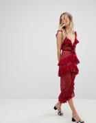 For Love And Lemons Dotty Midi Dress - Red