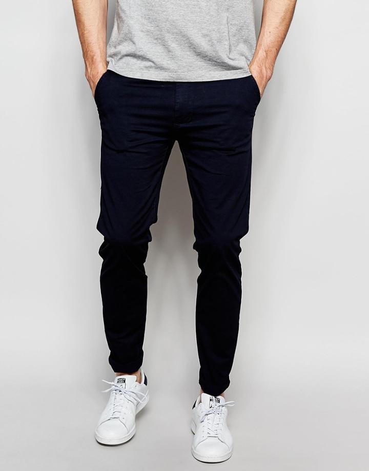 Bellfield Chinos In Skinny Fit - Navy
