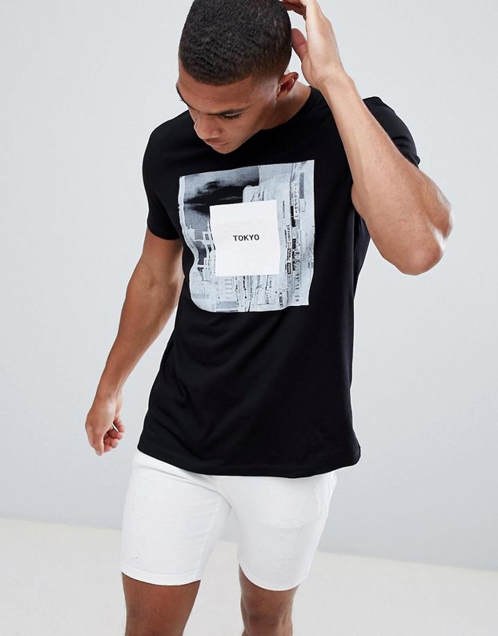 Asos Design T-shirt With Photographic Print - Black