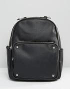 Pieces Backpack With Pocket Studding Detail - Black