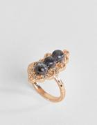 Asos Filigree Stone Set Ring - Gold