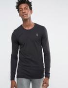 Religion Crew Neck Long Sleeve T-shirt In Muscle Fit - Black