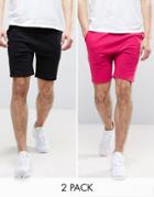 Asos Jersey Shorts 2 Pack Pink/black Save - Multi