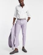 Asos Design Super Skinny Suit Pants In Pastel Lilac Linen Mix-purple
