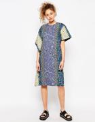 Asos Africa X Chichia Oversize Midi T-shirt Dress In Floral Layer Stripe - Multi