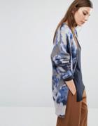 Selected Christel Oversized Cardigan In Blue Marble - Multi
