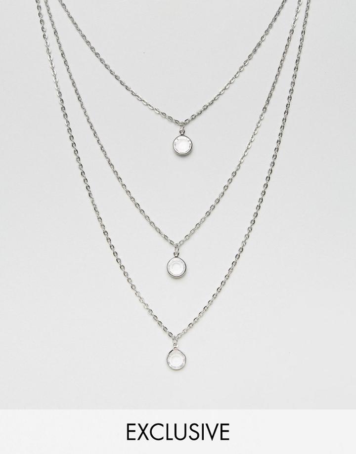 Reclaimed Vintage Multirow Chain Necklace - Silver
