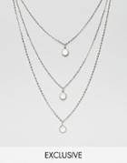 Reclaimed Vintage Multirow Chain Necklace - Silver