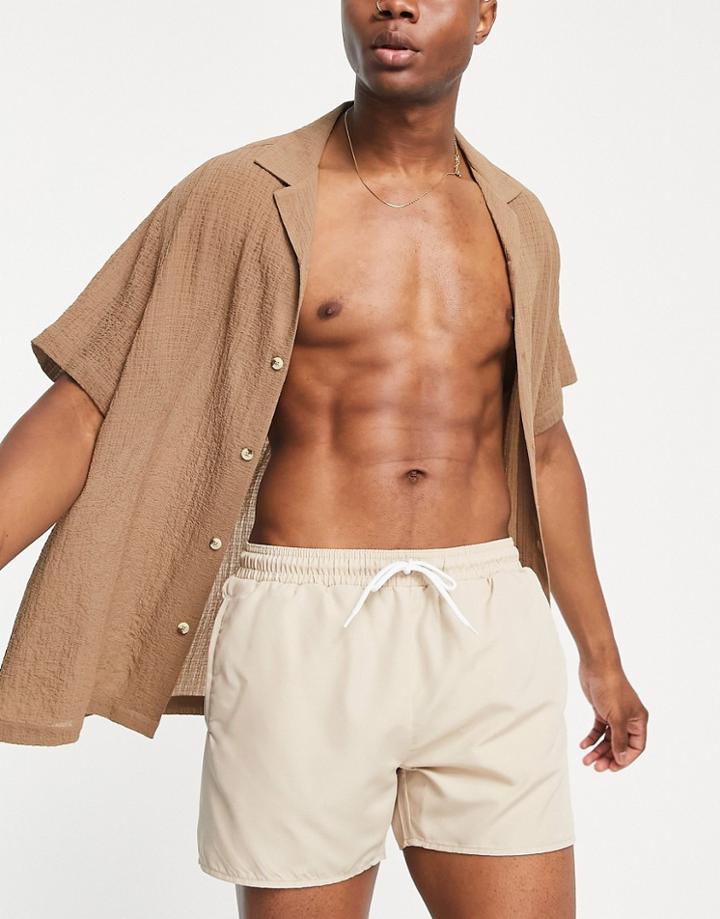 Topman Classic Swim Shorts In Stone-pink