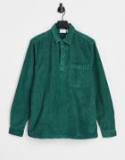 Asos Design Rugby Style Overhead Cord Shirt In Green