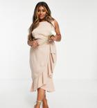 Maya Plus Bridesmaid Ruffle Wrap Dress In Muted Blush-neutral