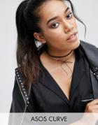 Asos Curve Wrapped Bow & Chain Multirow Necklace - Black