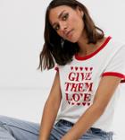 Monki Give Them Love Slogan T-shirt