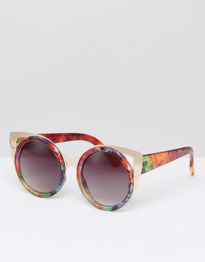Jeepers Peepers Colored Frame Sunglasses With Gold Hardware - Gold