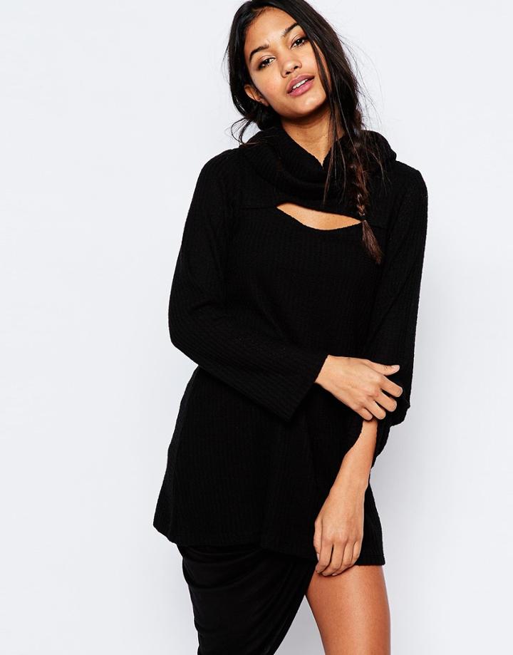 Blue Life Cozy Cowl Neck Tunic - Black