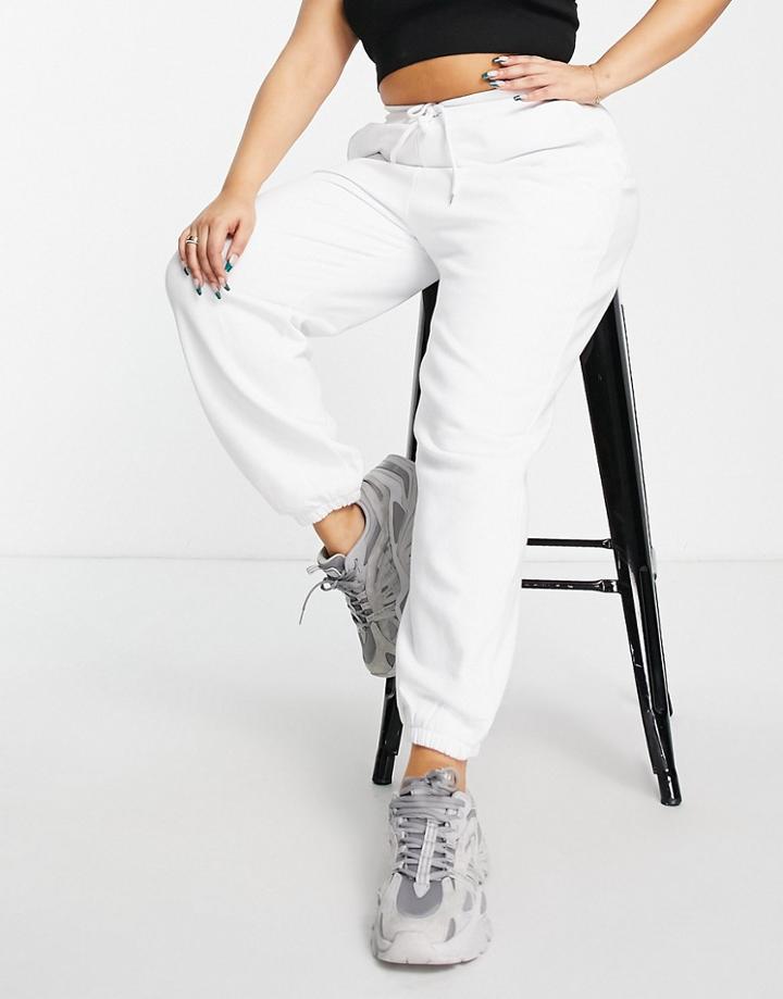 Asos Weekend Collective Curve Oversized Sweatpants With Logo In White - Part Of A Set