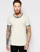 Asos Muscle T-shirt With Contrast Ringer - Beige