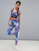 Esprit Galaxy Print Gym Leggings - Purple